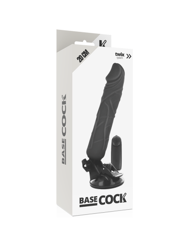 BASECOCK - REALISTISCHER VIBRATOR MIT FERNBEDIENUNG SCHWARZ 20 CM -O- 4 CM