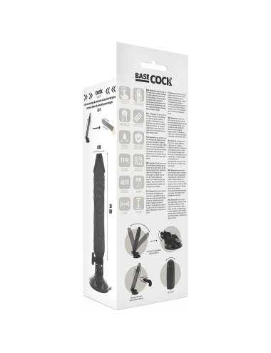 BASECOCK - REALISTISCHER VIBRATOR MIT FERNBEDIENUNG SCHWARZ 20 CM -O- 4 CM