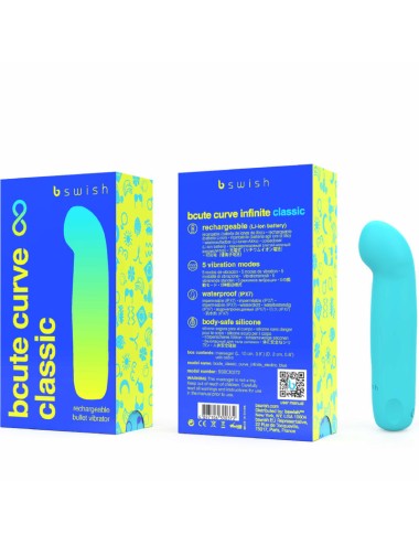 B SWISH - BCUTE CURVE INFINITE KLASSISCHER WIEDERAUFLADBARER VIBRATOR AUS BLAUEM SILIKON