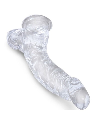 KING COCK - CLEAR REALISTISCH GEBOGENER PENIS MIT 16.5 CM TRANSPARENTEN EIEREN