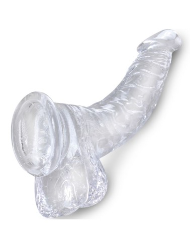 KING COCK - CLEAR REALISTISCH GEBOGENER PENIS MIT 16.5 CM TRANSPARENTEN EIEREN