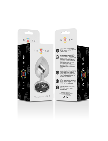INTENSE - ANALPLUG AUS ALUMINIUMMETALL MIT SCHWARZEM KRISTALL, GRÖSSE S