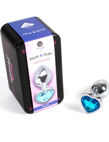 SECRET PLAY - METALL BUTT PLUG BLAUES HERZ KLEINE GRÖSSE 7 CM