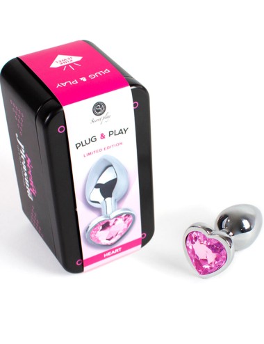 SECRET PLAY - METALL BUTT PLUG FUCHSIA HERZ KLEINE GRÖSSE 7 CM