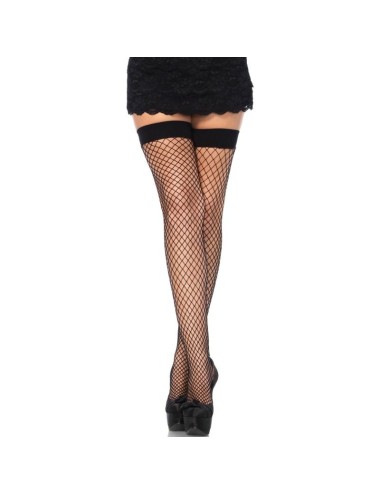 LEG AVENUE FISHNET THIGH HIGHS SCHWARZ EINE GRÖSSE