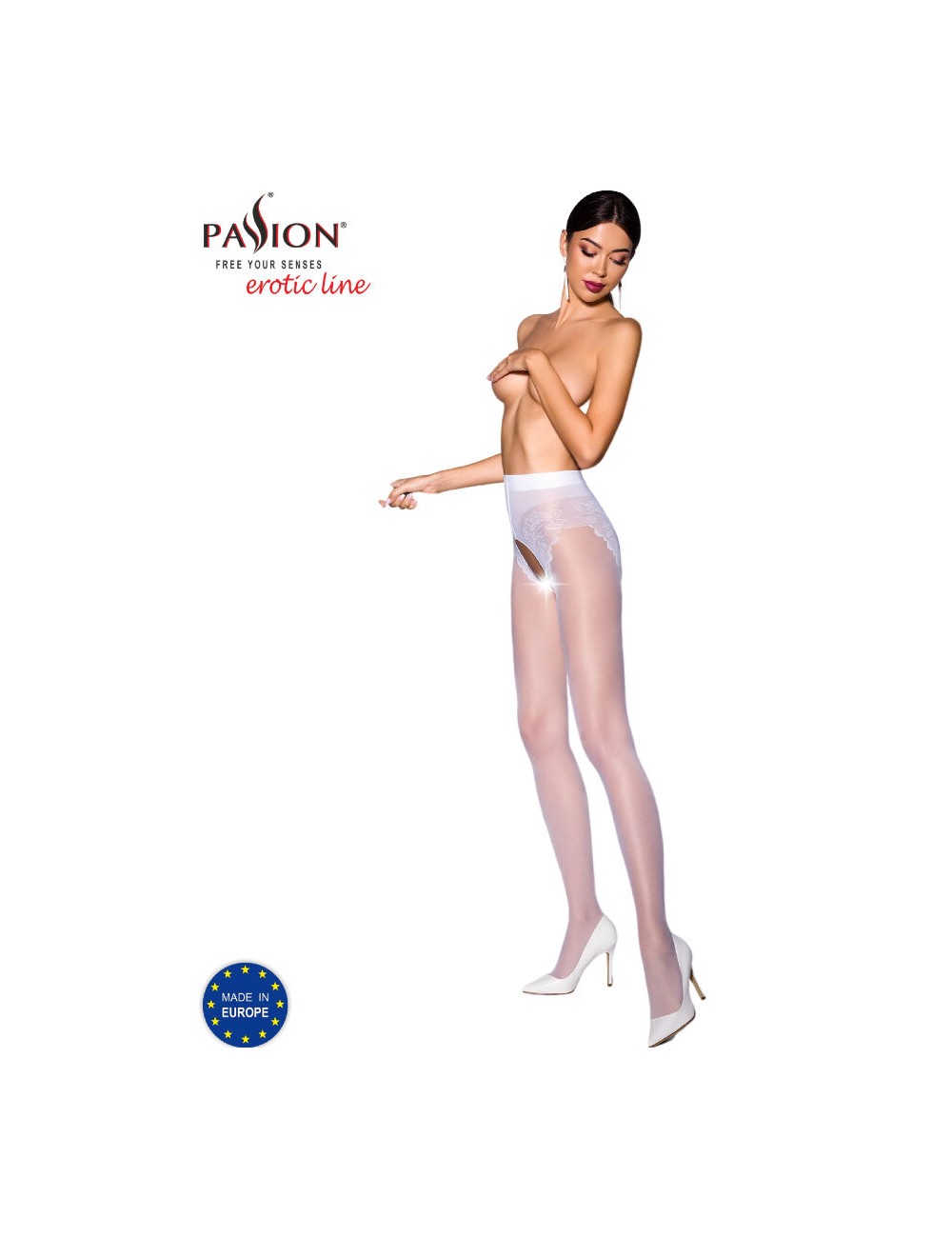 PASSION - TIOPEN 006 WEISSE STRUMPFHOSE 3/4 30 DEN