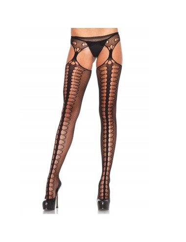 LEG AVENUE - TIGHTS MIT GARTER EXKLUSIV SCHWARZ