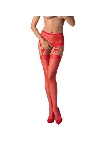 PASSION - S027 ROTE STRÜMPFE MIT GARTER