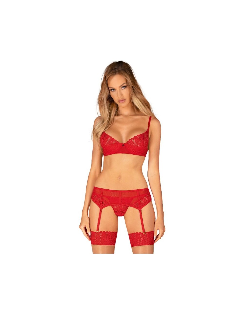 OBSESSIVE - INGRIDIA-SET DREITEILIG ROT XS/S