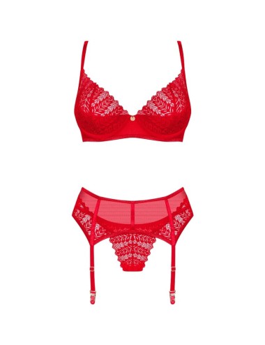 OBSESSIVE - INGRIDIA-SET DREITEILIG ROT XS/S