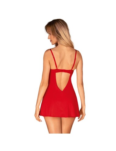 OBSESSIVE - INGRIDIA CHEMISE & TANGA ROT XS/S