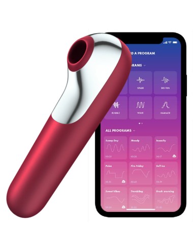 SATISFYER - DUAL LOVE VIBRATOR UND SAUGER MIT PULSIERTER LUFT ROT