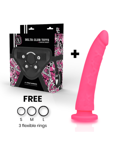 DELTA CLUB - TOYS GURT + DONG ROSA SILIKON 20 CM -O- 4 CM