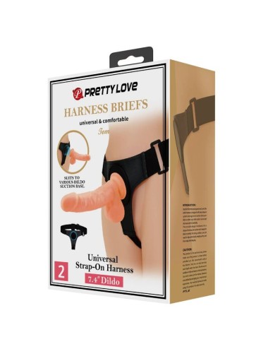 PRETTY LOVE - HARNESS-HOSE UNIVERSAL-HARNESS MIT DILDO TOM 20 CM NATUR