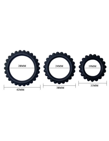 BAILE - TITAN SET 3STK COCKRING SCHWARZ 2.8 + 2.4 + 1.9 CM