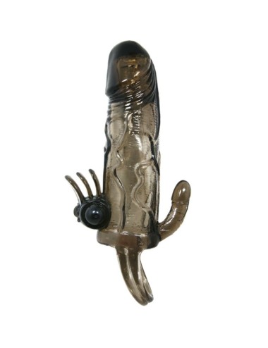 BAILE - BRAVE MAN PENISHÜLLE MIT KLITORIS UND ANALSTIMULATION DOPPELTE KUGEL SCHWARZ 16.5 CM