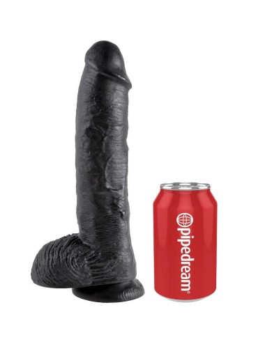 KING COCK - 10 DILDO SCHWARZ MIT EIER 25.4 CM