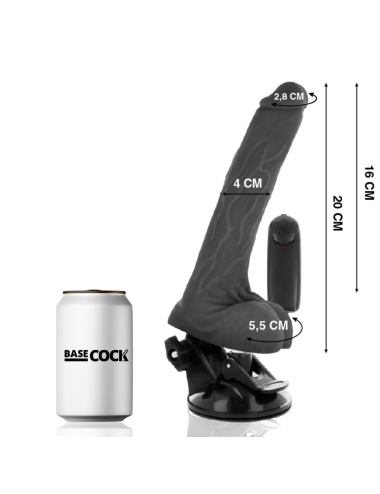 BASECOCK - REALISTISCHER VIBRATOR MIT FERNBEDIENUNG SCHWARZ MIT HODEN 20 CM -O- 4 CM