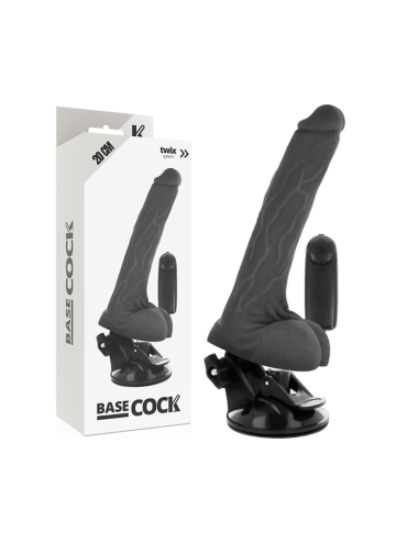 BASECOCK - REALISTISCHER VIBRATOR MIT FERNBEDIENUNG SCHWARZ MIT HODEN 20 CM -O- 4 CM