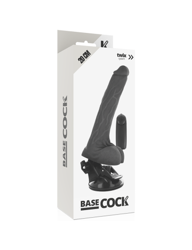 BASECOCK - REALISTISCHER VIBRATOR MIT FERNBEDIENUNG SCHWARZ MIT HODEN 20 CM -O- 4 CM