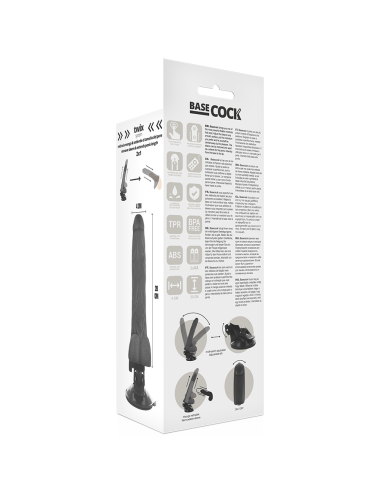 BASECOCK - REALISTISCHER VIBRATOR MIT FERNBEDIENUNG SCHWARZ MIT HODEN 20 CM -O- 4 CM