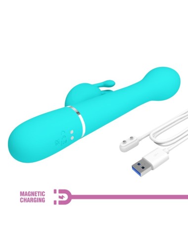 PRETTY LOVE - DEJON RABBIT VIBRATOR 3 IN 1 MULTIFUNKTIONS-AQUAGRÜN