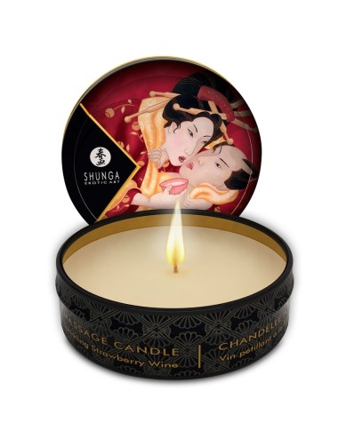 SHUNGA - MINI CARESS BY CANDELIGHT ERDBEERE UND CAVA MASSAGEKERZE 30 ML