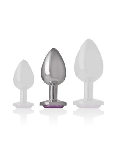 INTENSE - ANALPLUG AUS ALUMINIUMMETALL MIT VIOLETTEM KRISTALL, GRÖSSE M