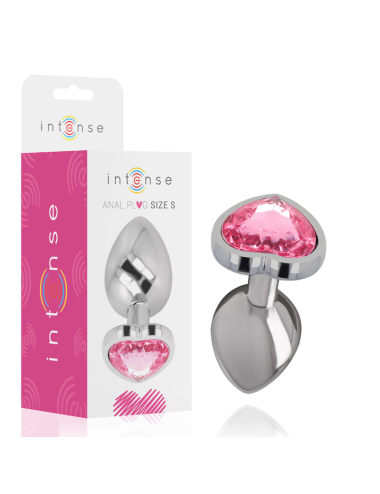 INTENSE - ALUMINIUM-METALL-ANAL-STECKER ROSA HERZ GRÖSSE S