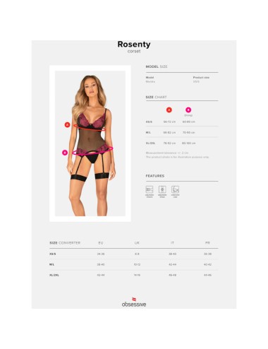 OBSESSIVE - ROSENTY KORSETT XS/S