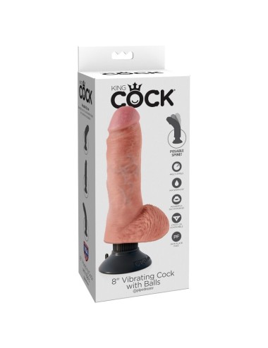 KING COCK - VIBRIERENDER DILDO MIT HODEN 20.3 CM NATUR