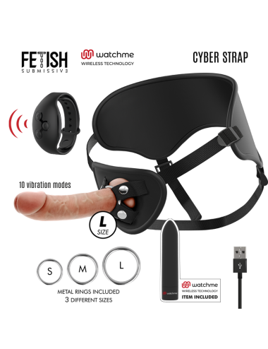 FETISH SUBMISSIVE CYBER STRAP - HARNESS MIT DILDO- UND BULLET-FERNBEDIENUNGS-WATCHME-L-TECHNOLOGIE