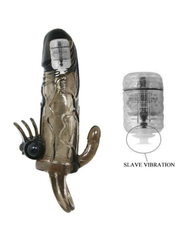 BAILE - BRAVE MAN PENISHÜLLE MIT KLITORIS UND ANALSTIMULATION DOPPELTE KUGEL SCHWARZ 16.5 CM