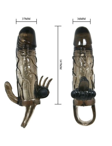 BAILE - BRAVE MAN PENISHÜLLE MIT KLITORIS UND ANALSTIMULATION DOPPELTE KUGEL SCHWARZ 16.5 CM