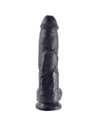 KING COCK - 10 DILDO SCHWARZ MIT EIER 25.4 CM