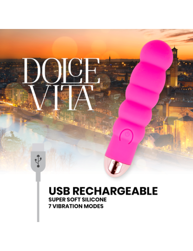 DOLCE VITA - AUFLADBARER VIBRATOR SECHS ROSA 7 GESCHWINDIGKEITEN