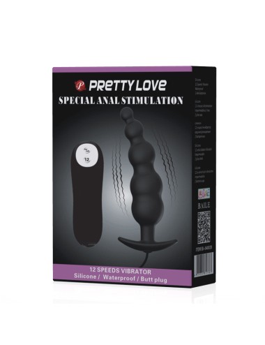 PRETTY LOVE - ANALPLUG AUS SILIKON EXTRA STIMULATION UND 12 VIBRATIONSMODI SCHWARZ