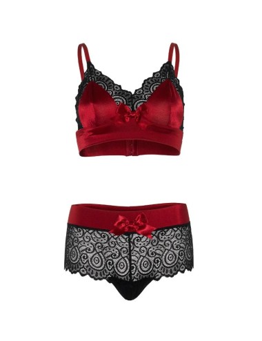 LEG AVENUE - 2-TEILIGES SET SCHWARZ UND ROT S/M