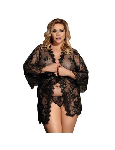 SUBBLIME - QUEEN PLUS LACE PEIGNOIR FLARED SLEEVES