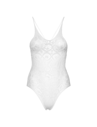 LEG AVENUE - SEAMLESS SCROLL LACE TEDDY - WEISS