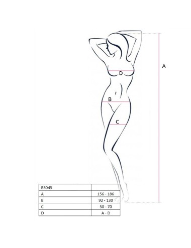 PASSION - WOMAN BS045 BODYSTOCKING SCHWARZ EINE GRÖSSE