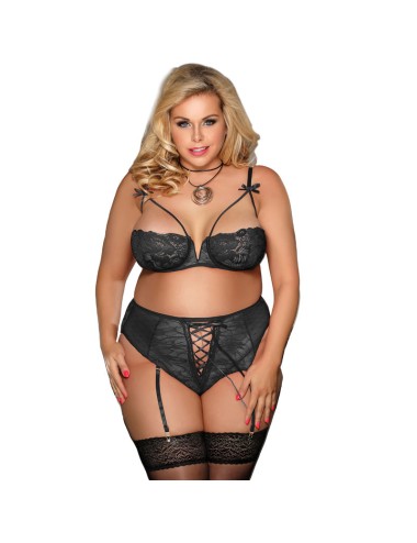 SUBBLIME - QUEEN PLUS SET SUJETADOR Y PANTIES CON LIGUERO
