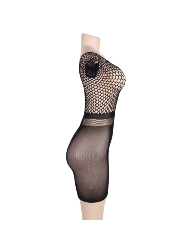 QUEEN LINGERIE - KURZRMELIGES NETZKÖRPERKLEID S/L
