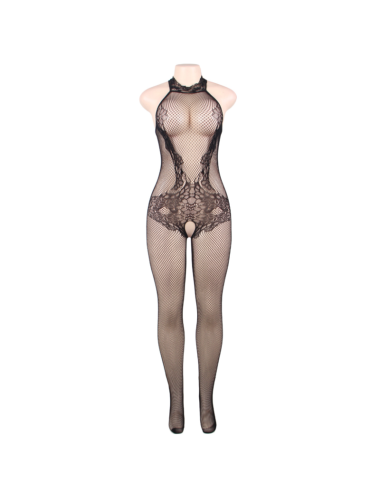 QUEEN LINGERIE - BODYSTOCKING MIT ÖFFNUNG UND BLUMENSPITZE S/L
