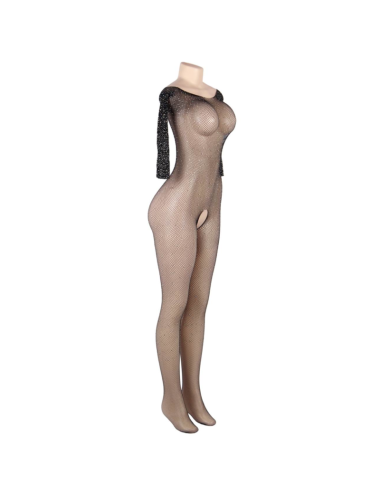 QUEEN LINGERIE - LANGARM-BODYSTOCKING MIT DIAMANTEN S/L