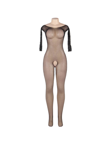 QUEEN LINGERIE - LANGARM-BODYSTOCKING MIT DIAMANTEN S/L