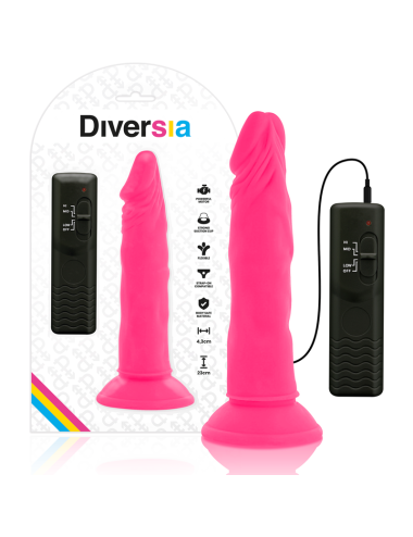 DIVERSIA - FLEXIBLER DILDO MIT VIBRATION ROSA 23 CM -O- 4.3 CM
