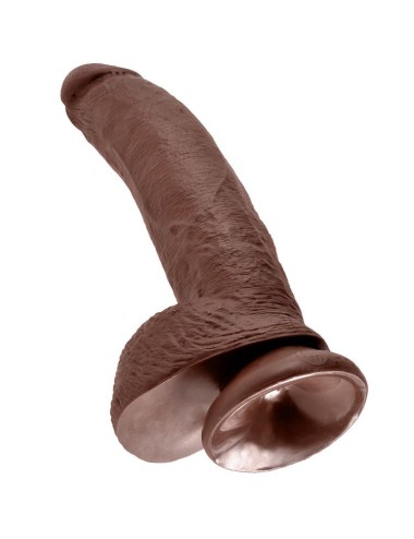 KING COCK - 9 DILDO BRAUN MIT EIER 22.9 CM