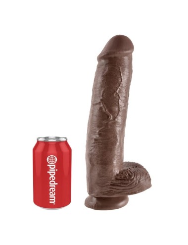 KING COCK - 11 DILDO BRAUN MIT EIER 28 CM