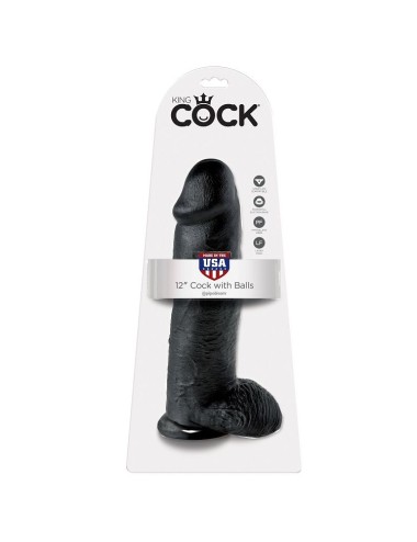KING COCK - 12 DILDO SCHWARZ MIT EIER 30.48 CM